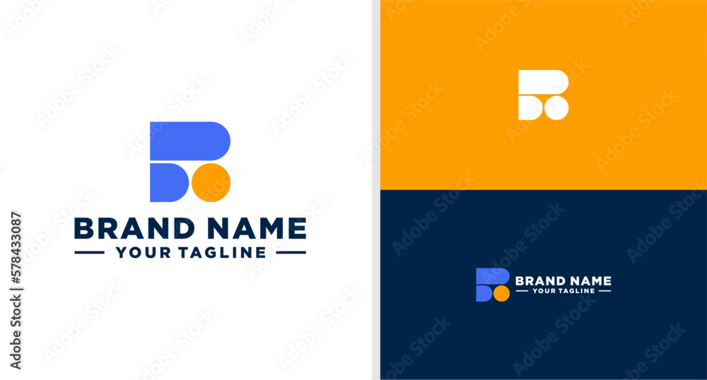 Fototapeta premium PB LOGO MONOGRAM SIMLE SHAPE PATTERN EDITABLE