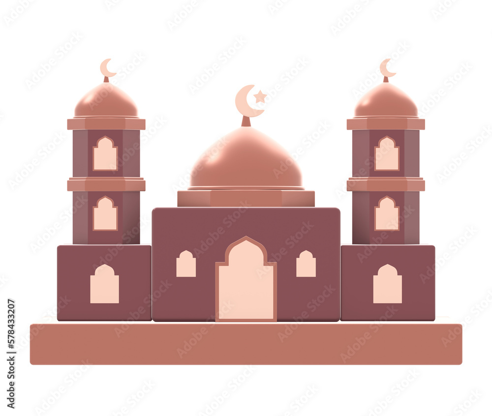3d render of islamic mosque or masjid icon design