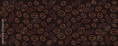 Coffee beans background. Coffea pattern. Editable outline stroke. Vector line.