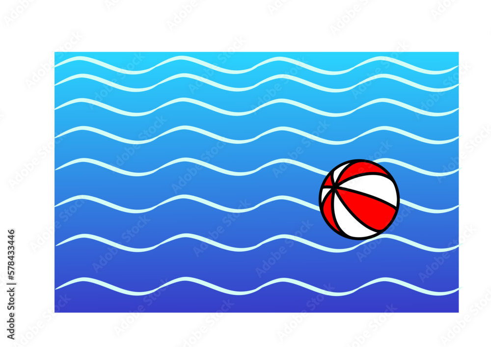 farbiger strandball auf wellen schwimmend