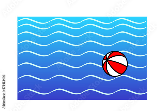 farbiger strandball auf wellen schwimmend