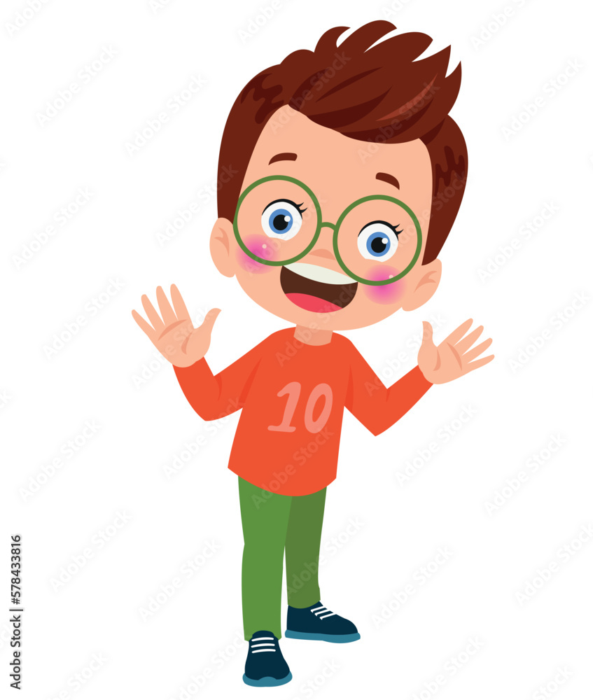 Cute little boy cartoon posing