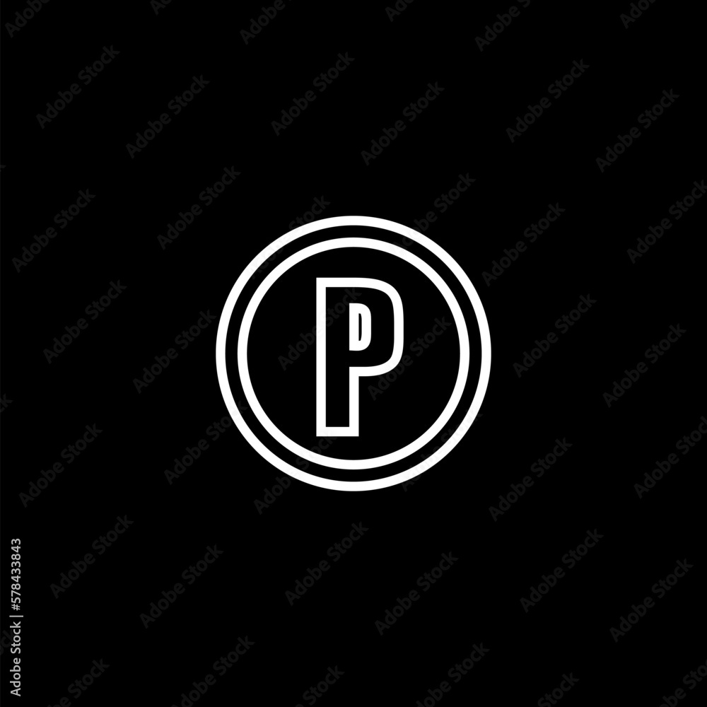 Car parking sign outline vector icon isolated on black background. 