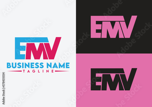  Letter EMV logo design, EMV letter logo