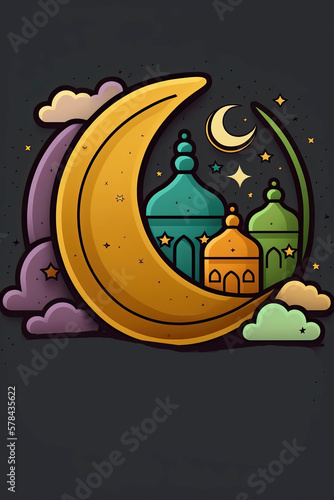 Wallpaper Mural generative ai illustration of cute cartoon ramandan Torontodigital.ca