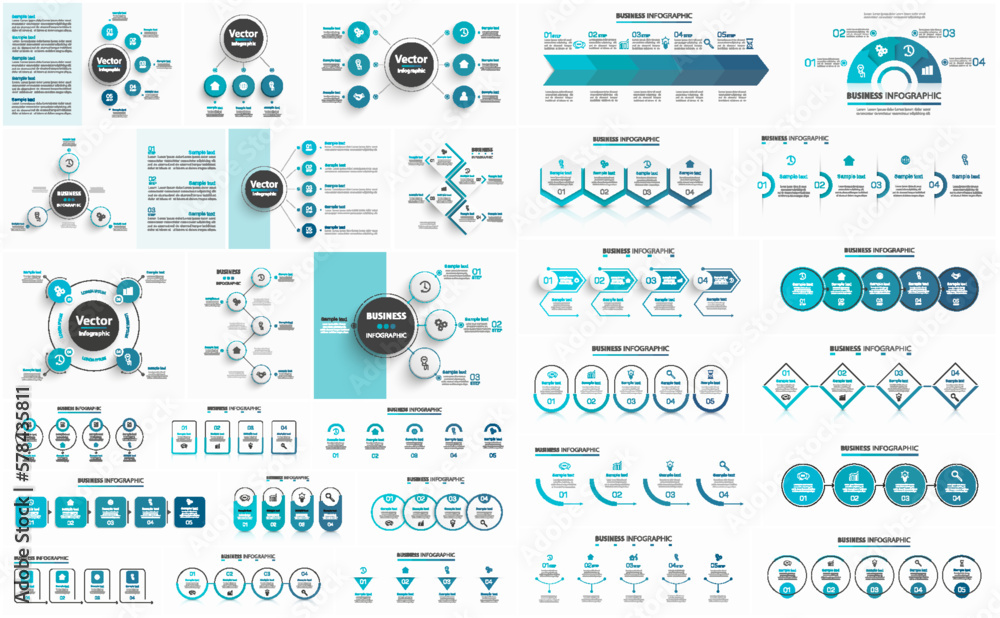 Naklejka premium Business infographic collection with options, steps or processes. Can be used for workflow layout, diagram, number options, web design 