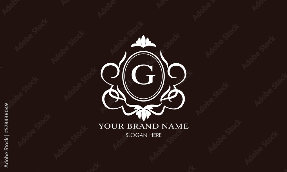 Vector illustration of letter G logo template. Classic floral monogram ...