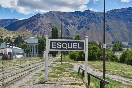 Sign of the train station in Esquel of the Old Patagonian Express Train 