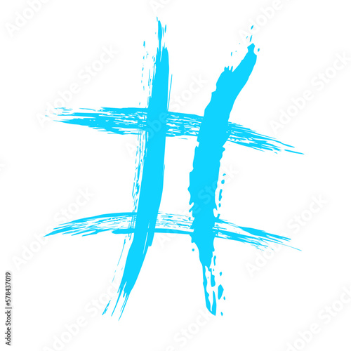 The hash on a white background is drawn by hand with a brush.