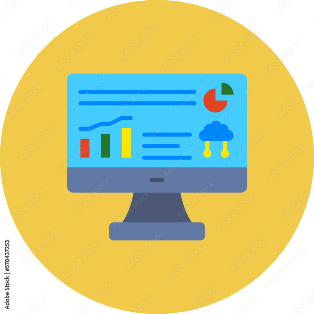 Data Analytics Multicolor Circle Flat Icon