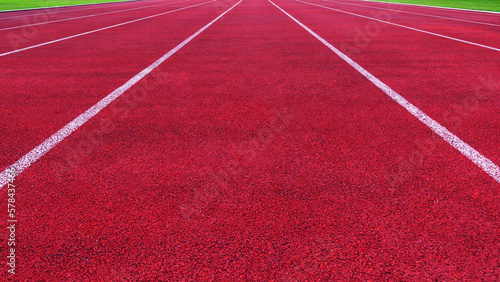 Running track and green grass, Direct athletics running track at Sport Stadium