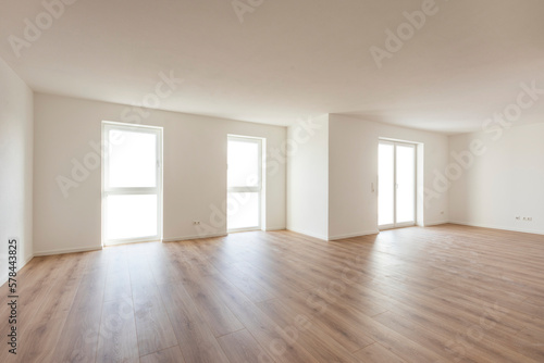 isolated empty room with open and transparent winows for outlook