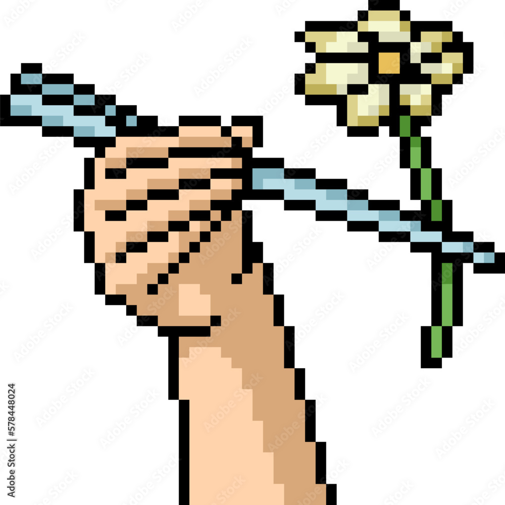 pixel art chopstick hold flower