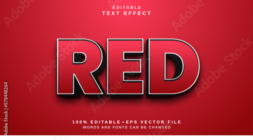 Editable text style effect - Red text style theme.