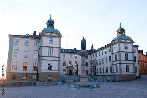 Wrangel Palace, Swedish: Wrangelska palatset, or Court of Appeal of Svealand,  townhouse mansion with Stenbock Palace on right, Riddarholmen islet, Gamla Stan, Stockholm, Sweden photo
