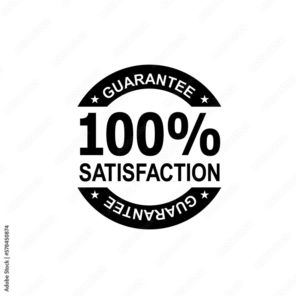 100% Percent Satisfaction Guaranteed Stamp Mark Seal Sign Black and White