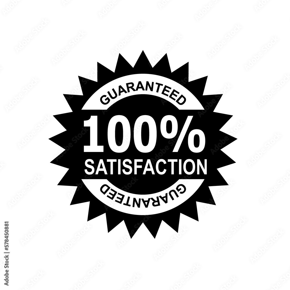 100% Percent Satisfaction Guaranteed Stamp Mark Seal Sign Black and White 100% Percent Satisfaction Guaranteed Stamp Mark Seal Sign Black and White
