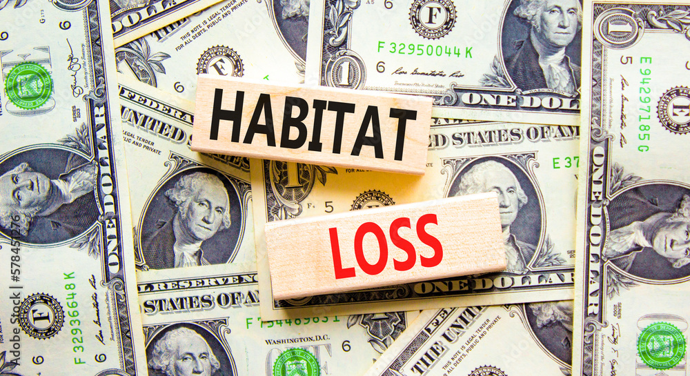 Habitat loss symbol. Concept words Habitat loss on wooden block