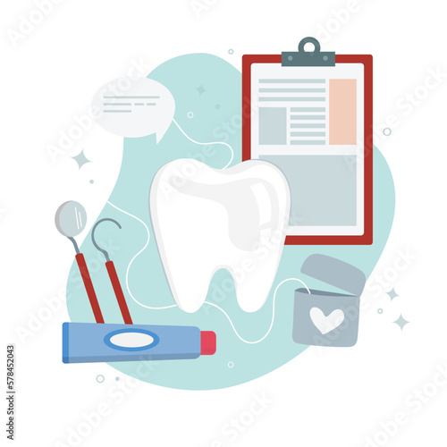 Dentistry illustration in flat style - health care, dental protection, dental treatment