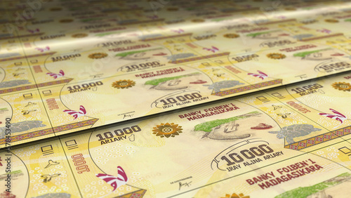 Madagascar Ariary note money printing concept 3d illustration