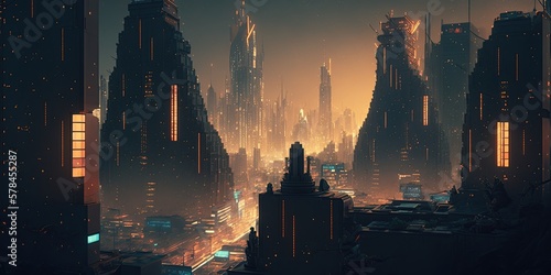 panorama of the digital city, created with AI, AI, generative AI