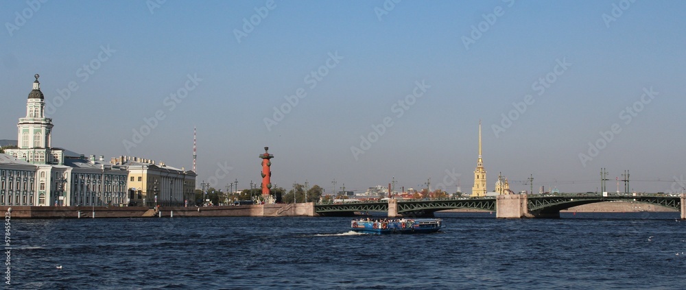 Kunstkamera building on embankment of Neva river in St. Petersburg, Russia;