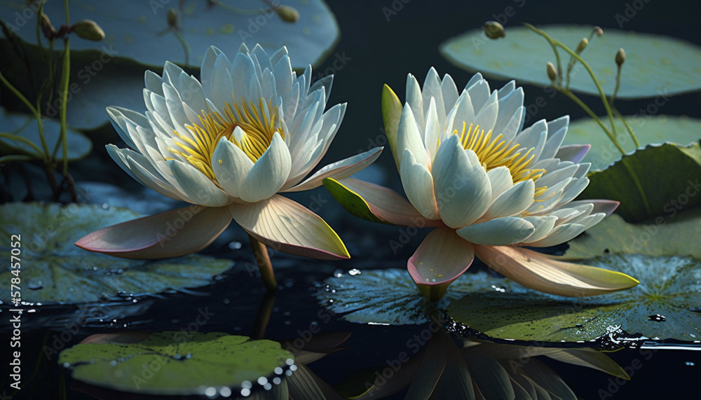 Water Lily Flower. Generative AI.