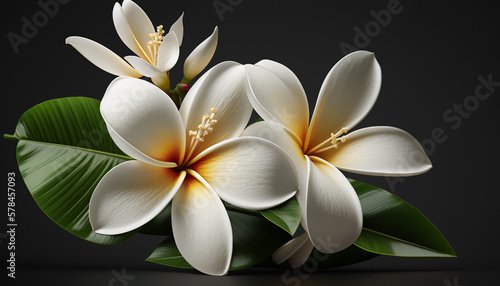 White Frangipani Flower. Generative AI.