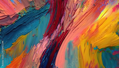 Abstract colorful background  Oil paint textures wallpaper created with generative AI technology