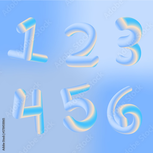 1 to 6 Gradient Numbers Vectors set 