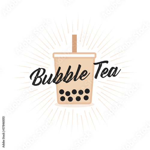 Boba, Bubble Tea, Tapioca Pearls, Dessert Asian Drink, Bubble Tea Logo, Boba Icon, Boba Drink, Menu Vector Illustration Background