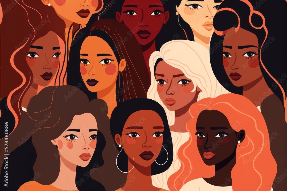 International Women's Day multiracial female empowerment, GENERATIVE AI