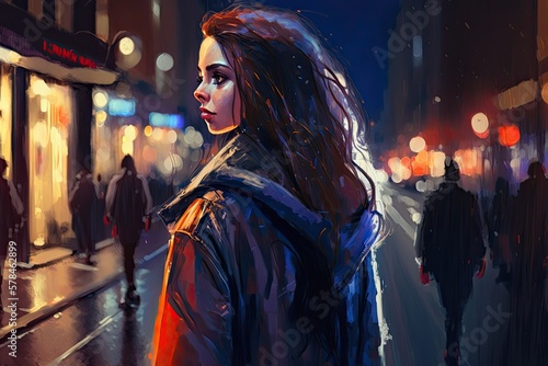 Woman looking around