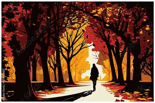 Autumn Illustration with Person