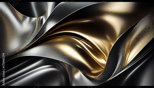 Realistic luxury metallic texture swirl background, Generative AI