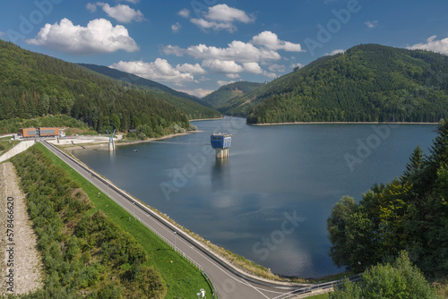 Sance Dam, water reservoir and dam in Beskids mountain. The dam is built on upper course of the Ostravice river. Czech Republic.