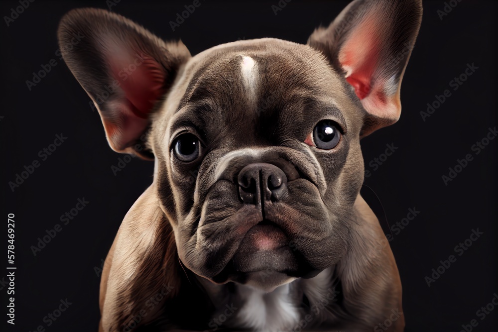 French Bulldog Puppy. Portrait Of A French Bulldog Dog. Dog Portrait. Generative AI