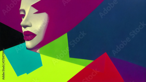 Arte Abstracto Pop de Rostro de Mujer, IA Generativa