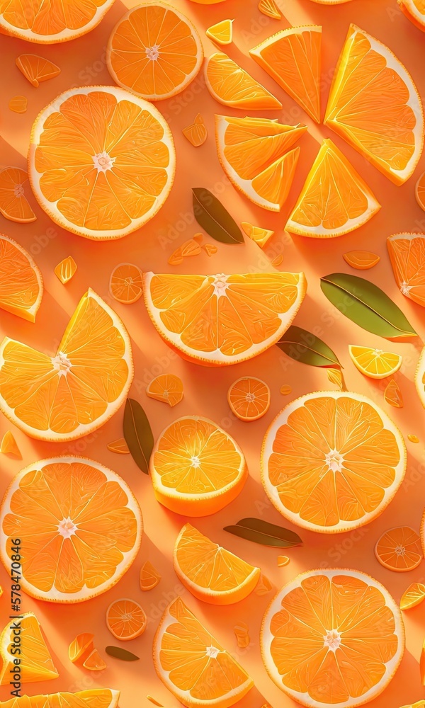 Vibrant Seamless Tiled Orange slices and delicious citrus fruits, Generative AI Vibrant Seamless Tiled Orange slices and delicious citrus fruits, Generative AI