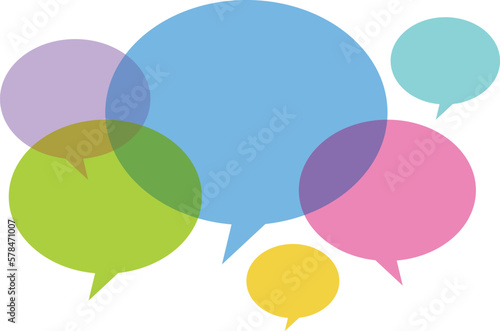 Colorful Set of Social Media Speech Bubbles, Thought Balloons Shape Vector Icon Illustration Background