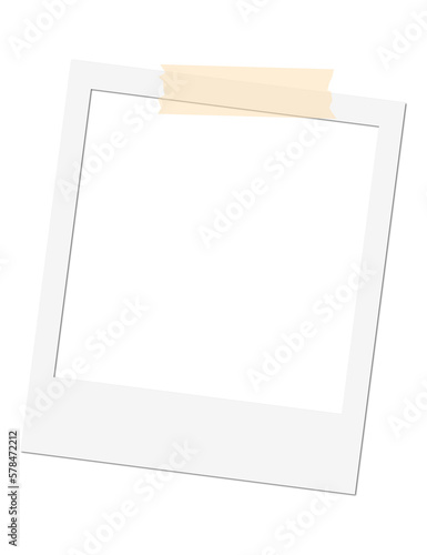 Isolated Blank White Polaroid Photo Frame with Tape