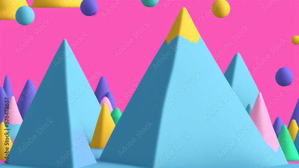 Montañas Coloridas Estilo Plastilina, IA Generativa