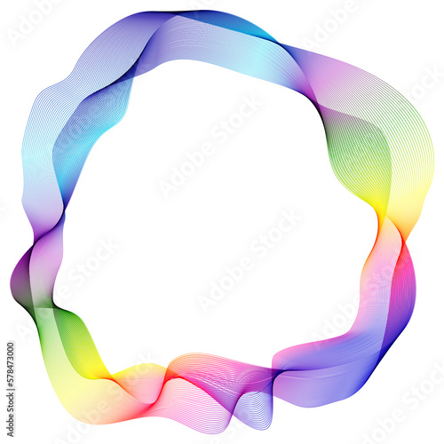 Rainbow line wave abstract round design element.