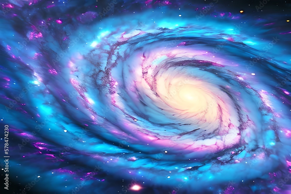Colorful Abstract Spiral Galaxy In Space. Generative AI Colorful Abstract Spiral Galaxy In Space. Generative AI