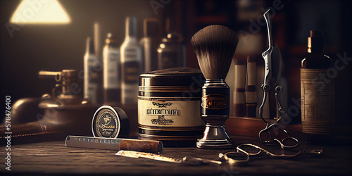 Vintage barber tools,Generative AI
