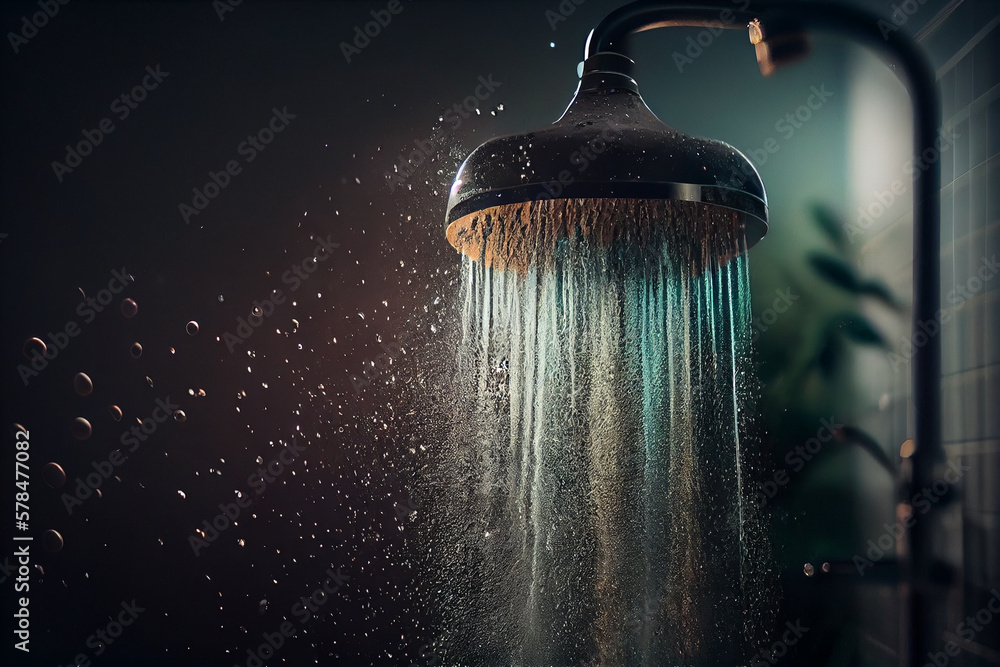 shower with flowing water and steam.generative ai - obrazy, fototapety, plakaty 