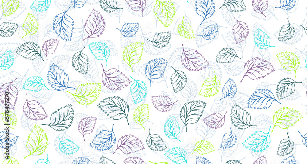 Linden, birch or basil leaves outline vector seamless pattern graphic design. Linden, birch or basil leaves outline vector seamless pattern graphic design.