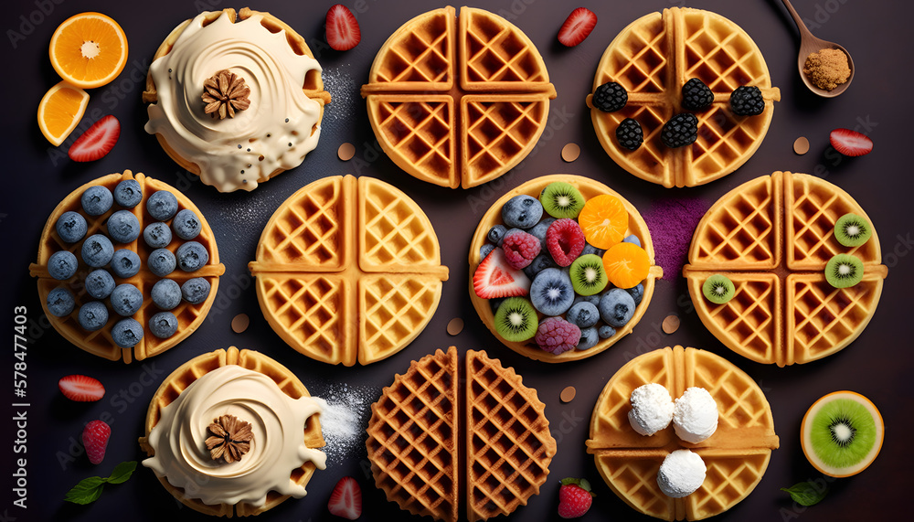 Waffles with many ingredients. Generative AI