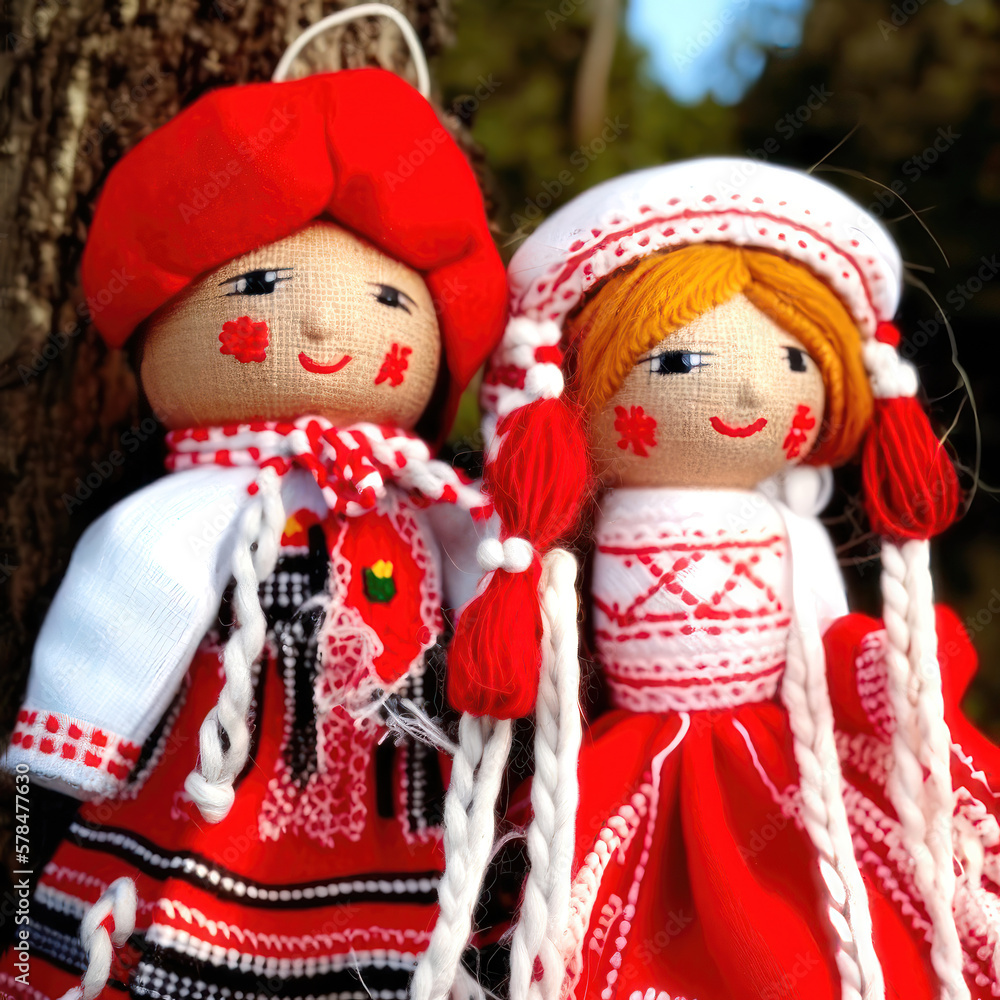 Martenitsa Dolls: A Traditional Bulgarian Craft. Generative Ai