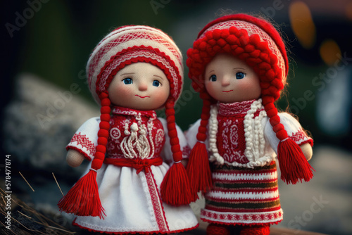 Martenitsa Dolls: A Traditional Bulgarian Craft. Generative Ai